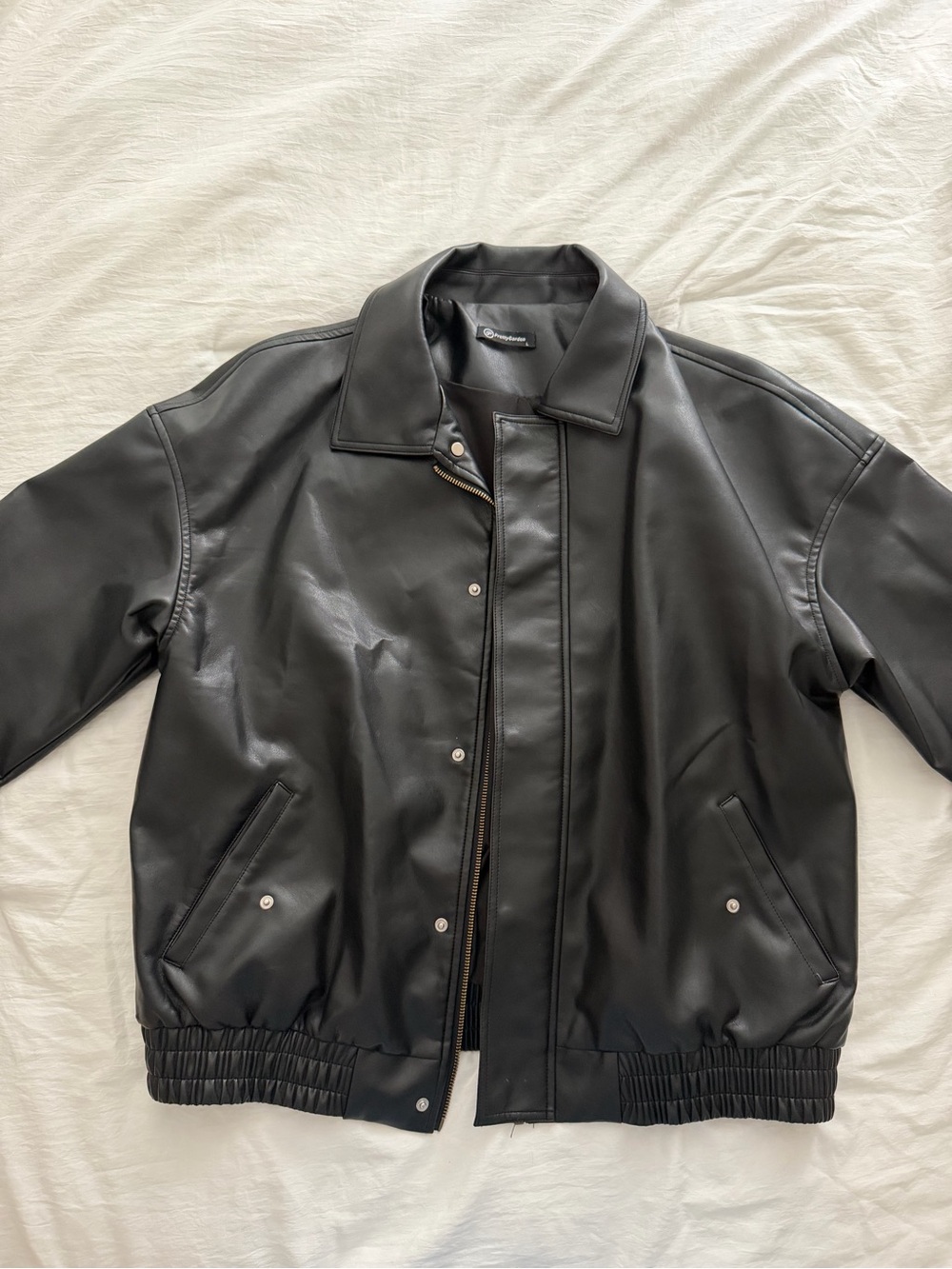 Women’s Black Faux Leather Bomber Jacket